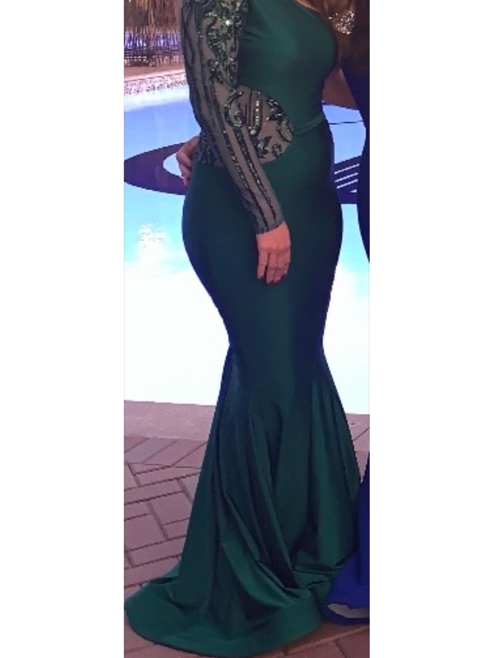 Women's Emerald Green Long Sleeve Mermaid Evening Dress